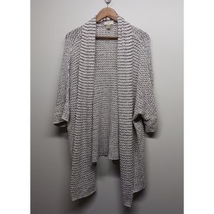 Loft Knit Cardigan Sweater Women Size XL Gray Open Front 3/4 Sleeve Boho Casual